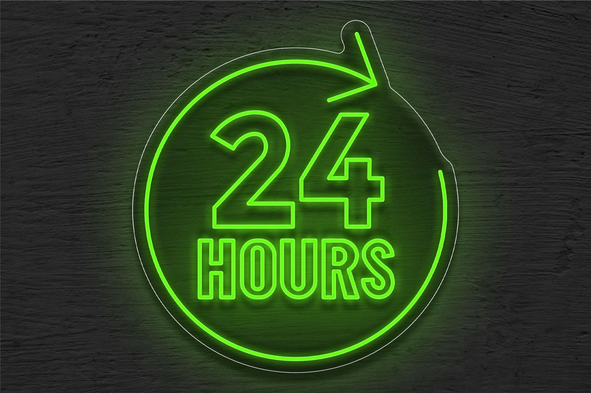 "24 Hours" with Arrow border LED Neon Sign
