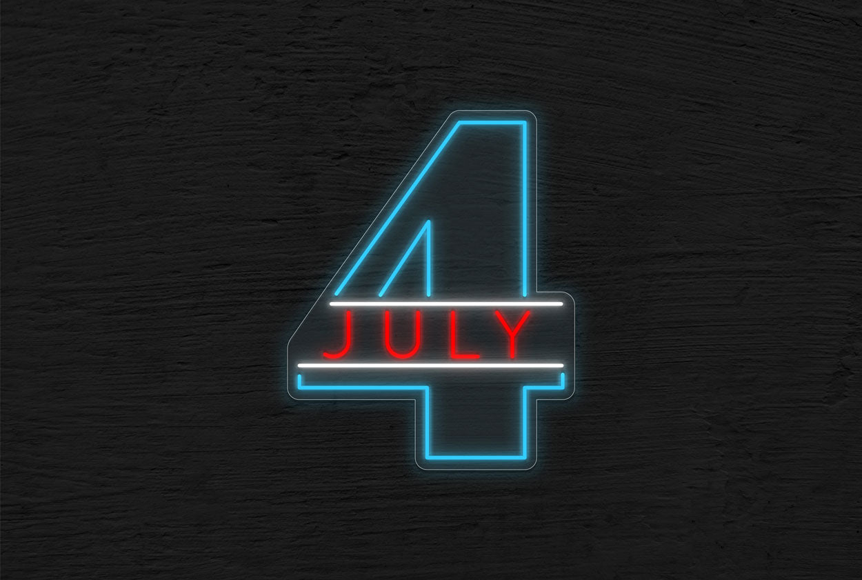 Big "4" with "July" in the middle LED Neon Sign