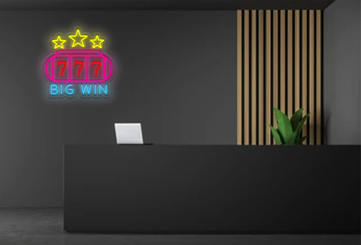 777 Big Win with 3 Stars LED Neon Sign
