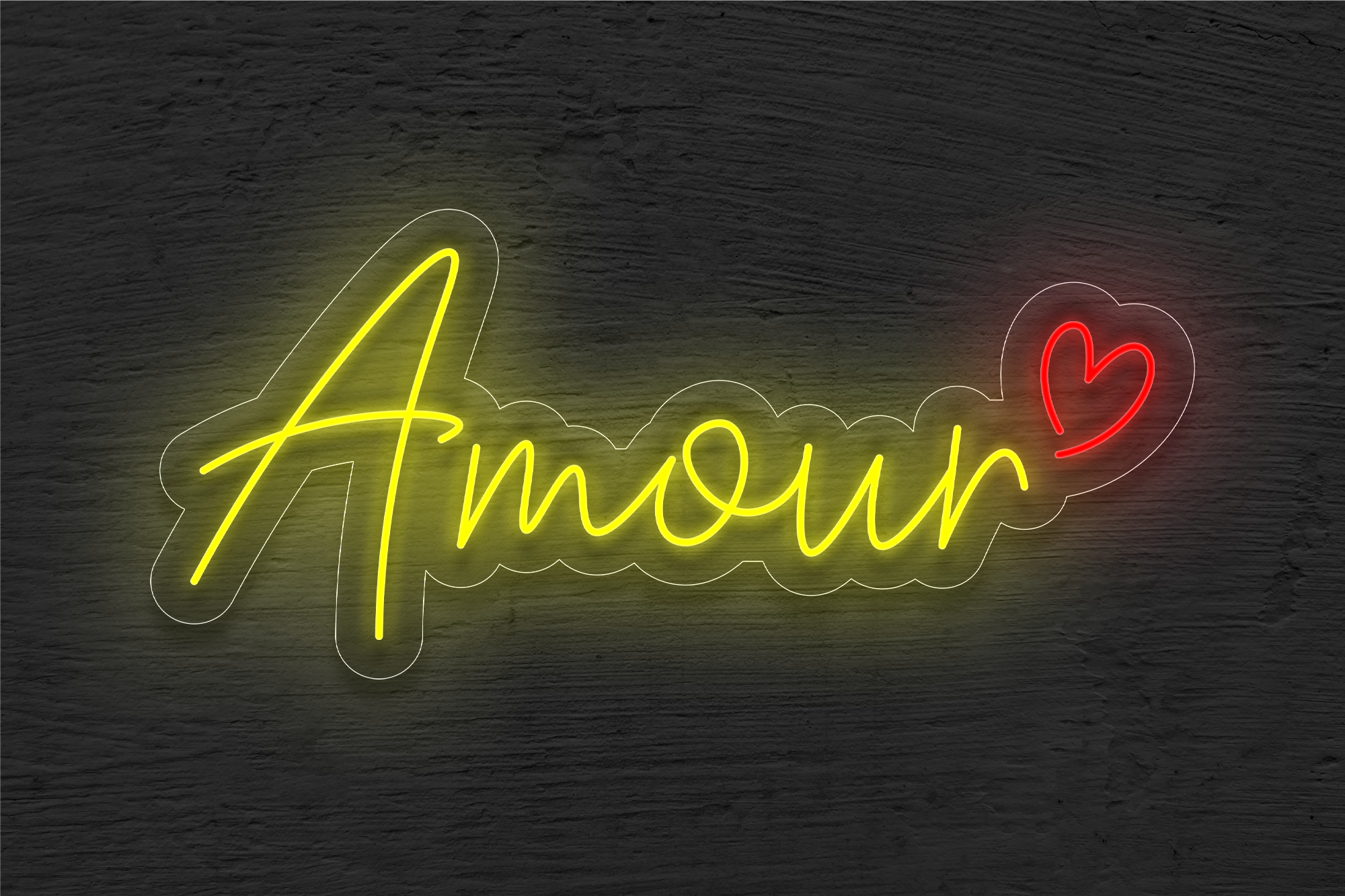 "Amour" with Heart LED Neon Sign