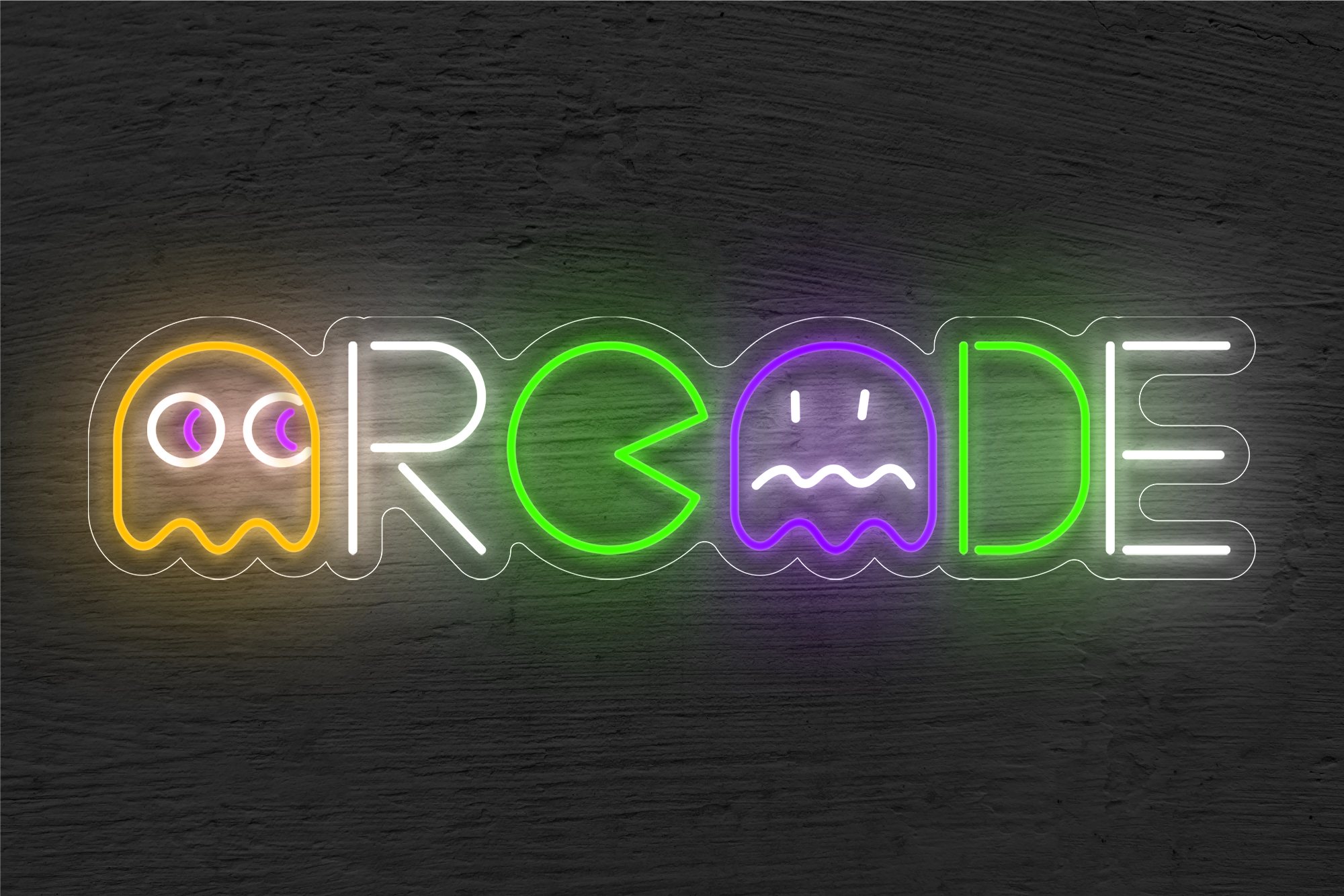"Arcade" and Pacman LED Neon Sign
