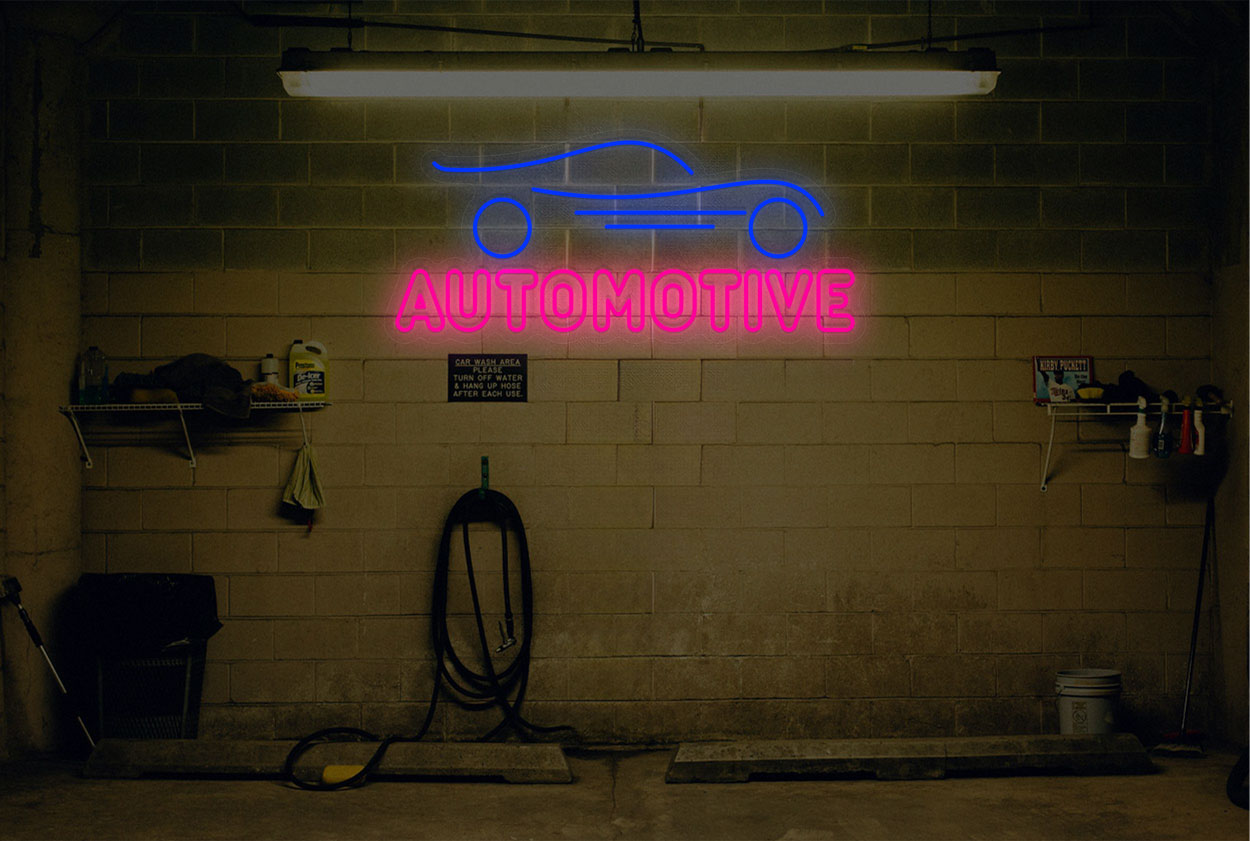 Logo and "Automotive" LED Neon Sign