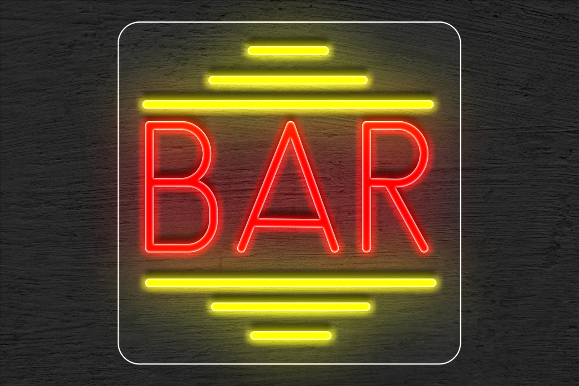 "BAR" with 3 Lines on Top and Bottom LED Neon Sign