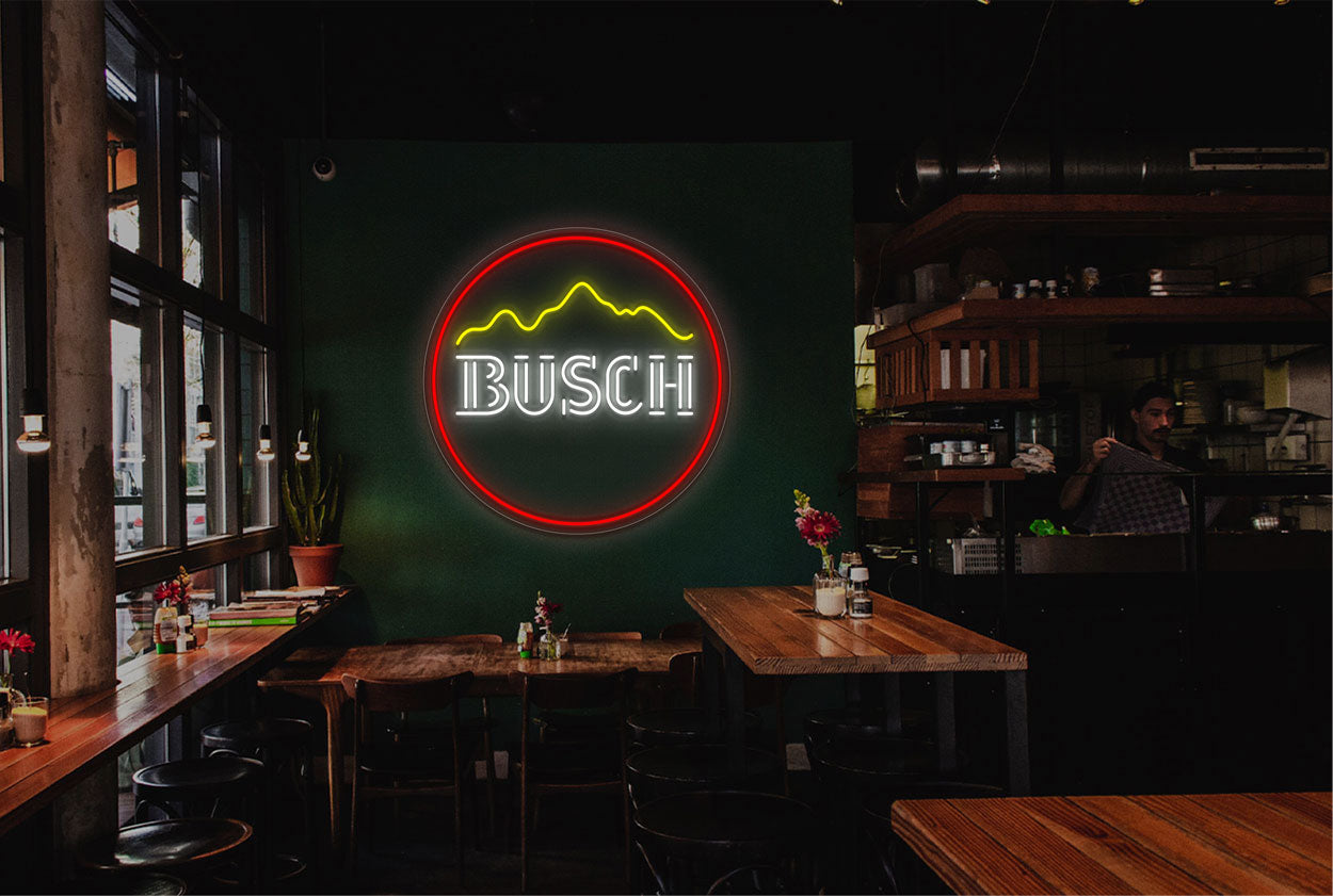 "BUSCH" with Mountain and Border LED Neon Sign