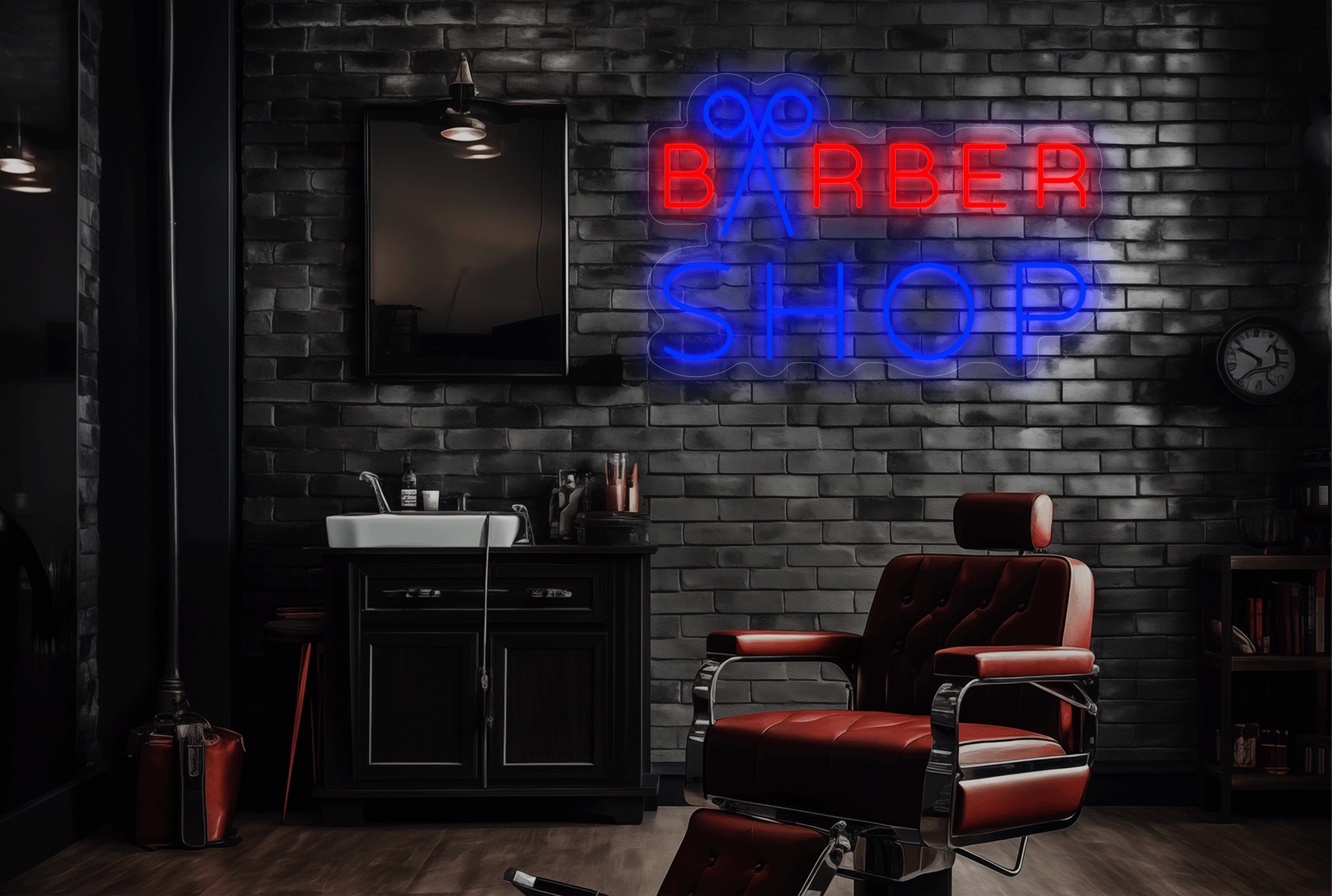 "Barber Shop" with Scissor LED Neon Sign