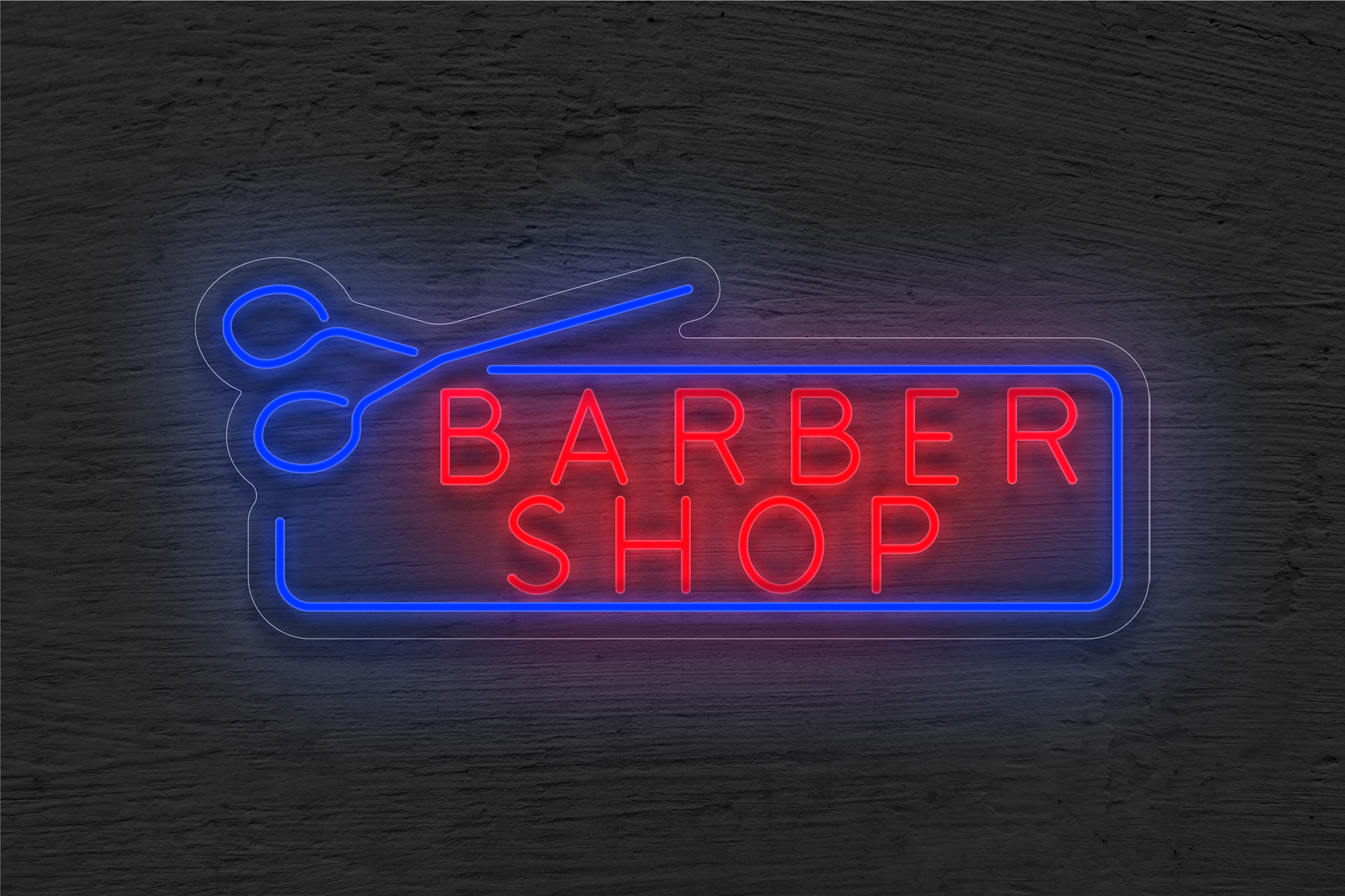 "Barber Shop" with Border and Scissor LED Neon Sign