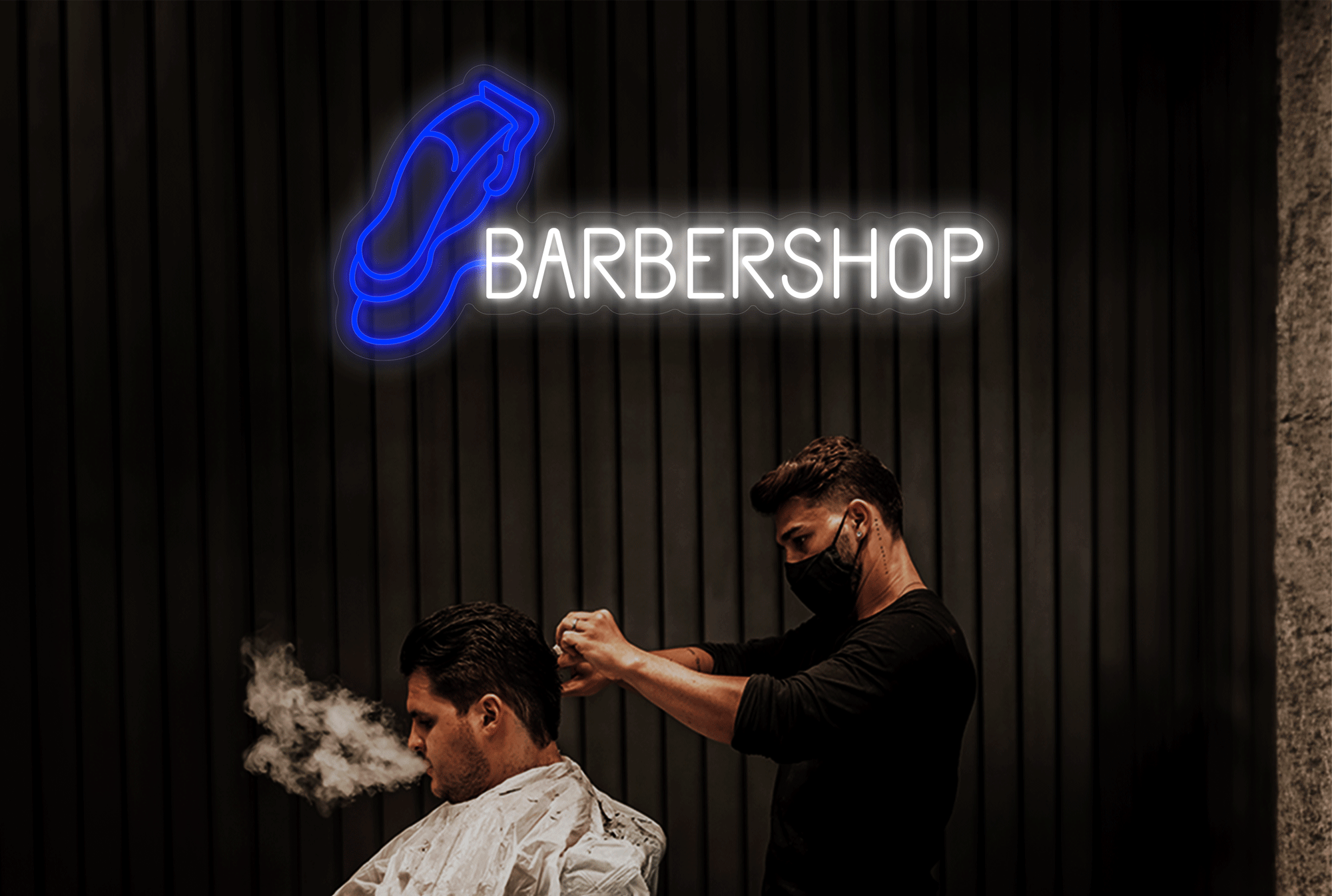 "Barbershop" with Razor LED Neon Sign