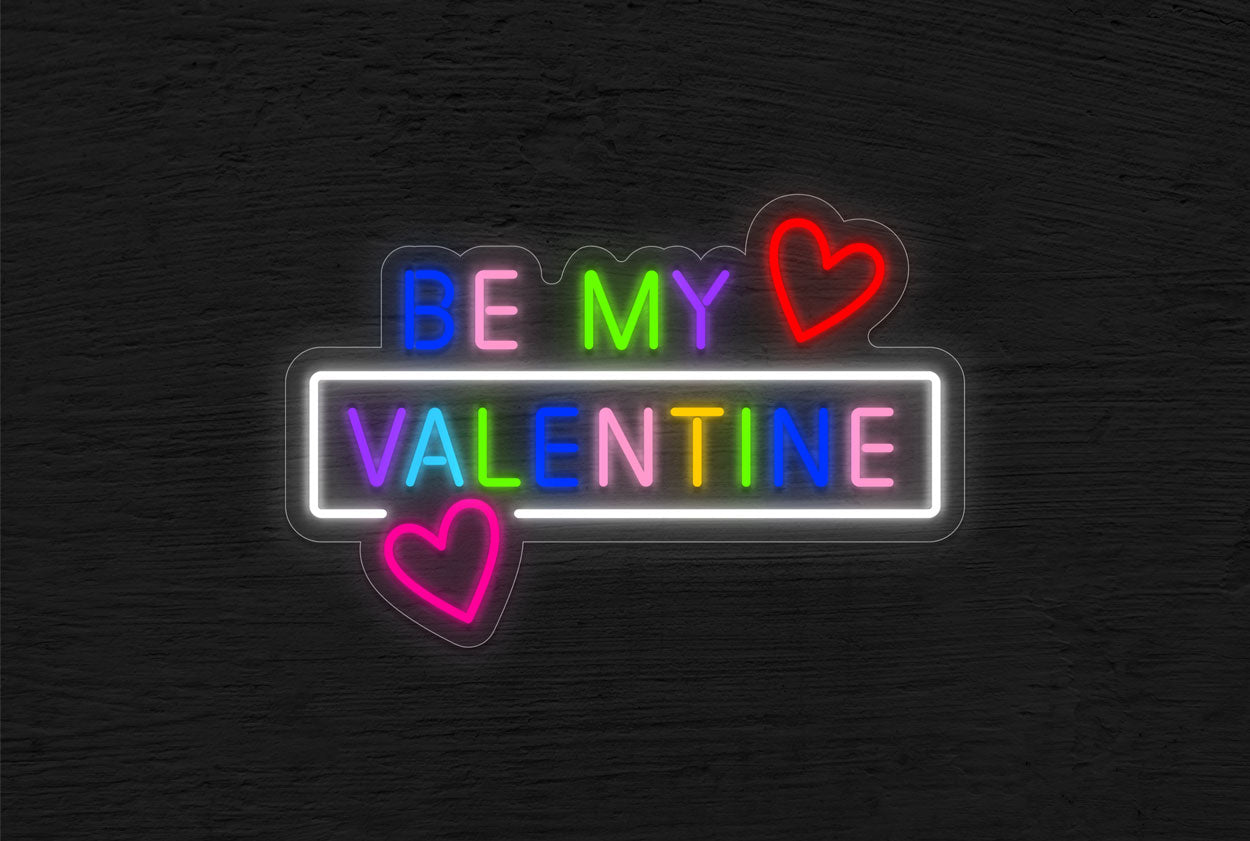 Colorful "Be My Valentine" with Hearts LED Neon Sign