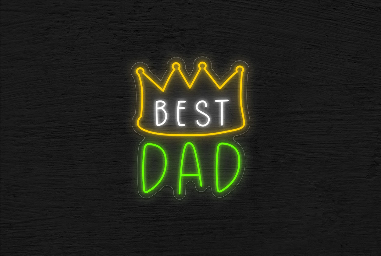 "Best  Dad" with Crown LED Neon Sign