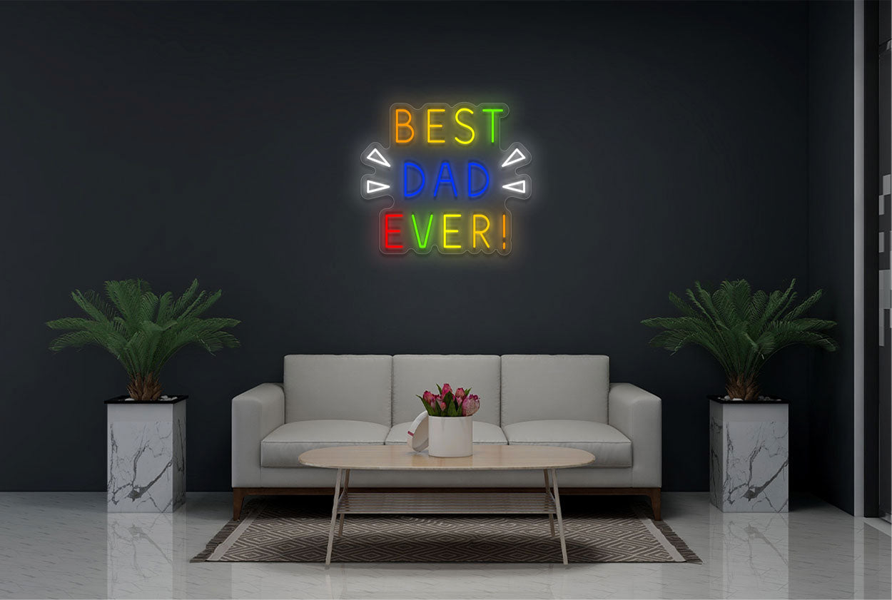 Colorful "Best Dad Ever!" LED Neon Sign