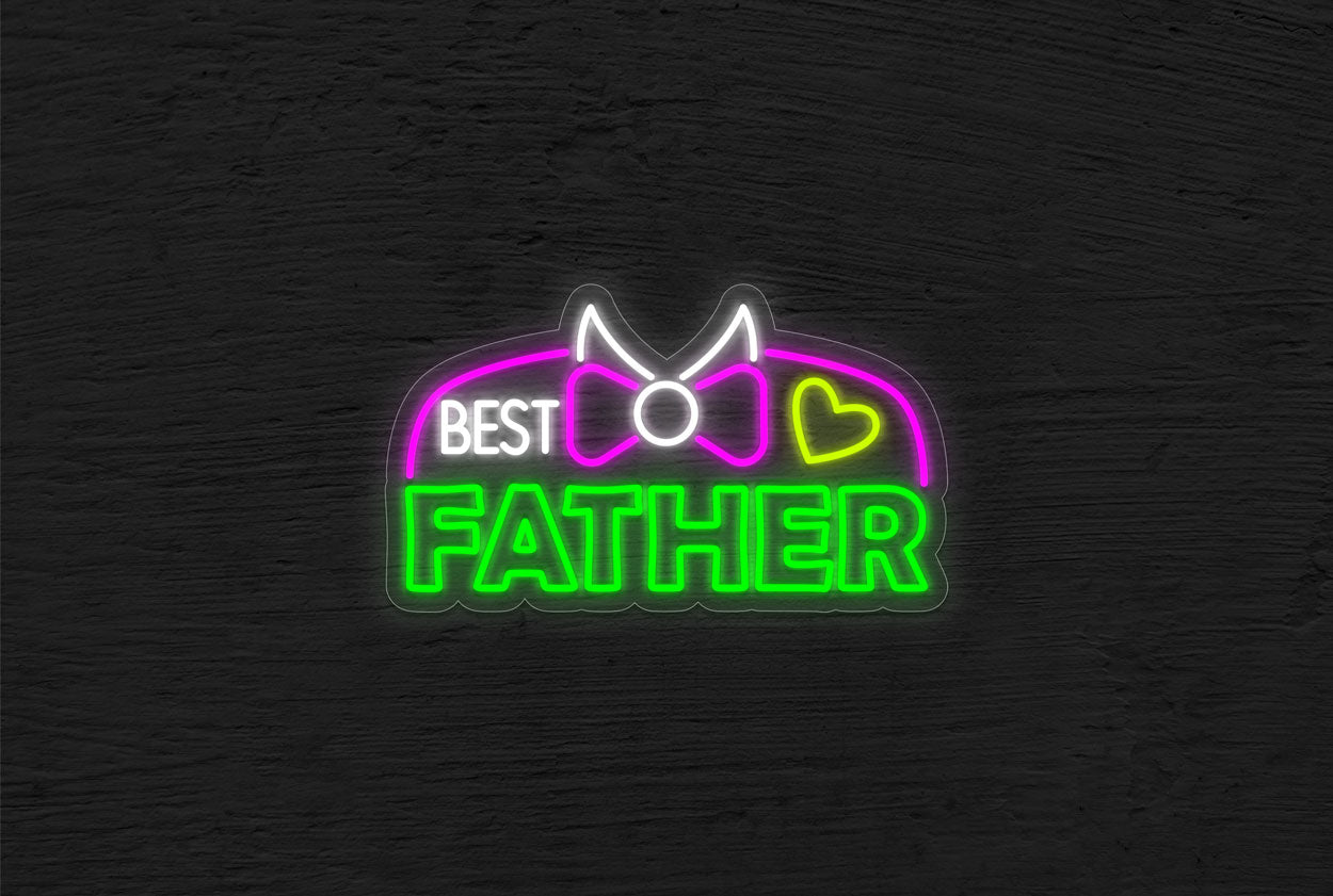 "Best Father" with Tuxedo LED Neon Sign
