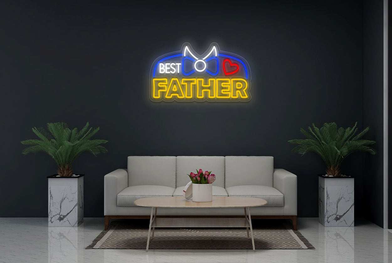 "Best Father" with Tuxedo LED Neon Sign