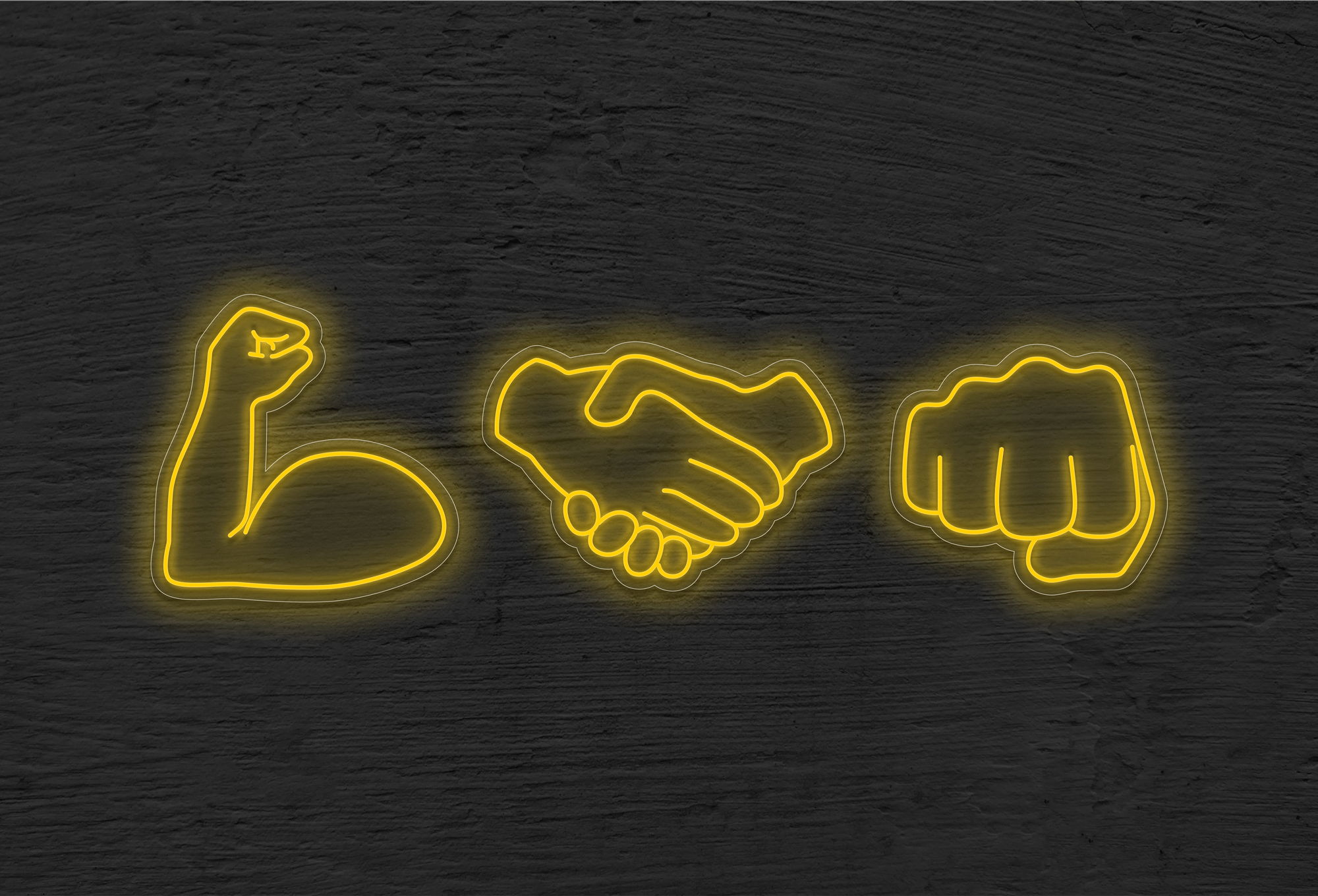 Bicep, Handshake and Fist Emojis LED Neon Sign