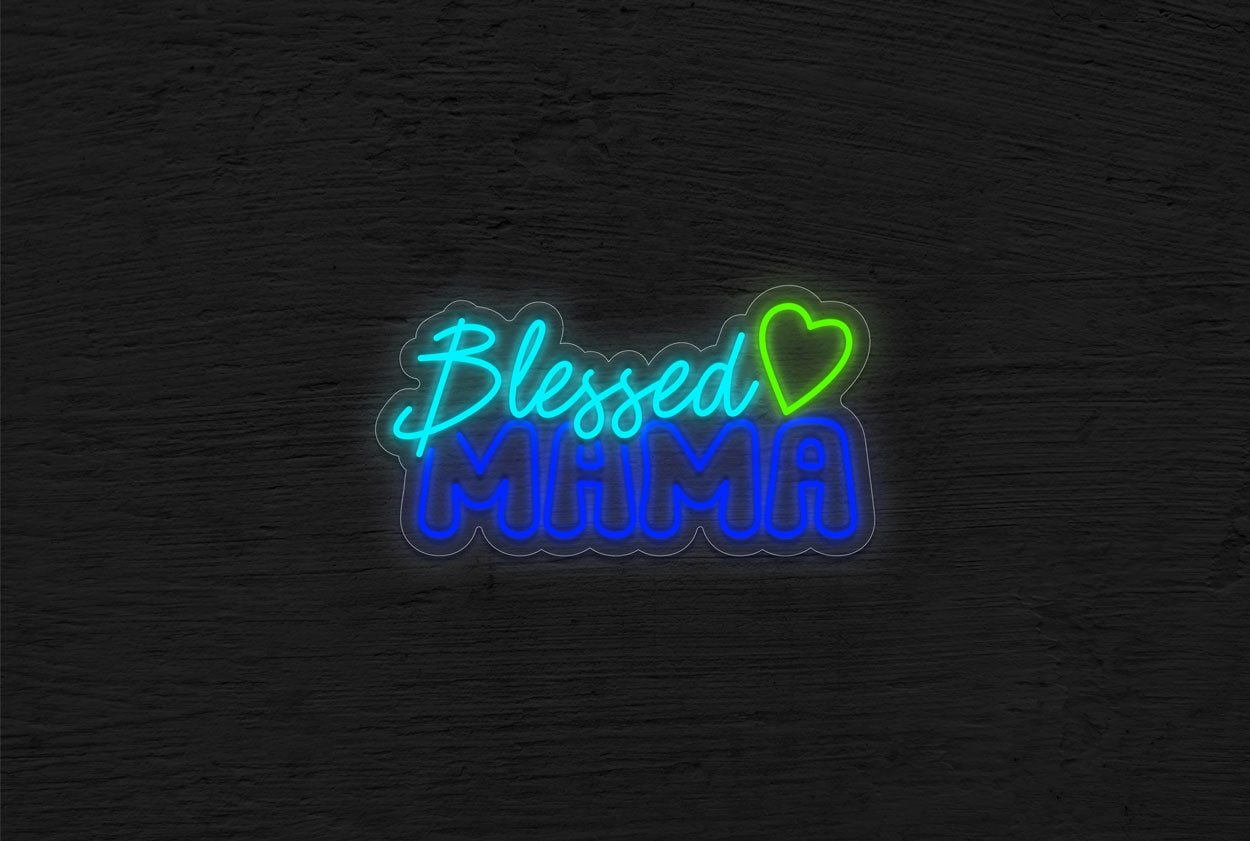 "Blessed Mama" with a Heart LED Neon Sign