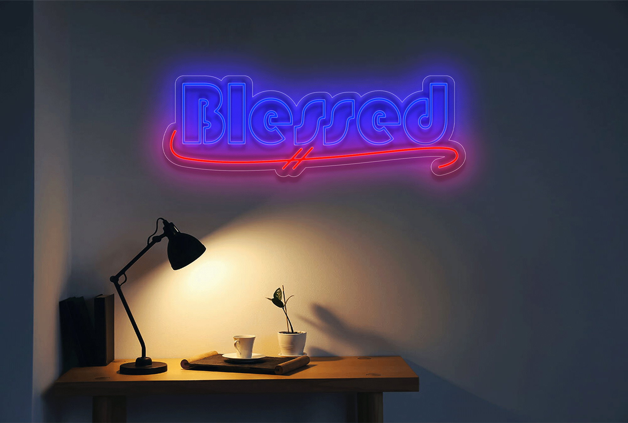 "Blessed" with Underline LED Neon Sign