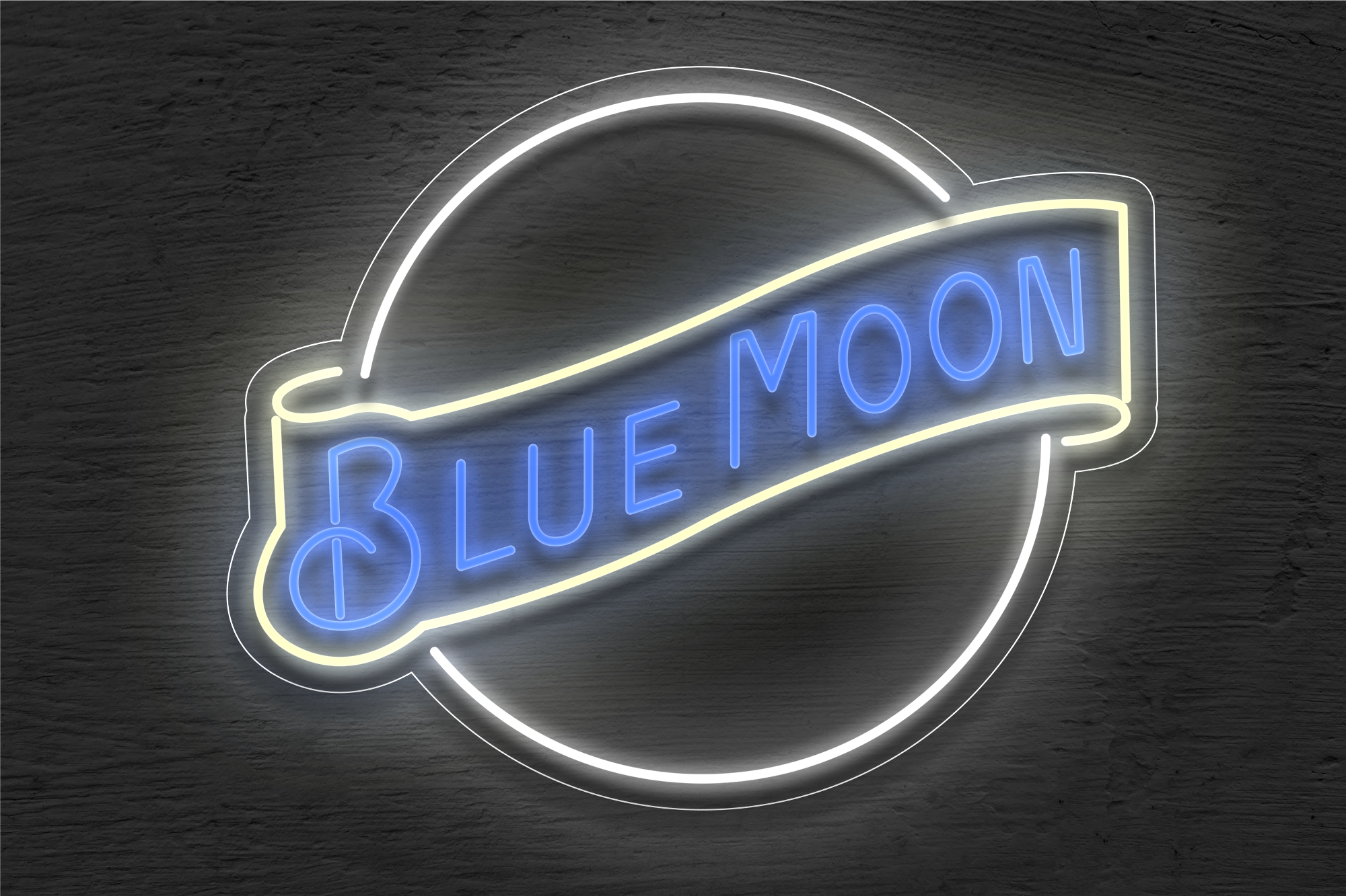 "Bluemoon" with Circle Border LED Neon Sign