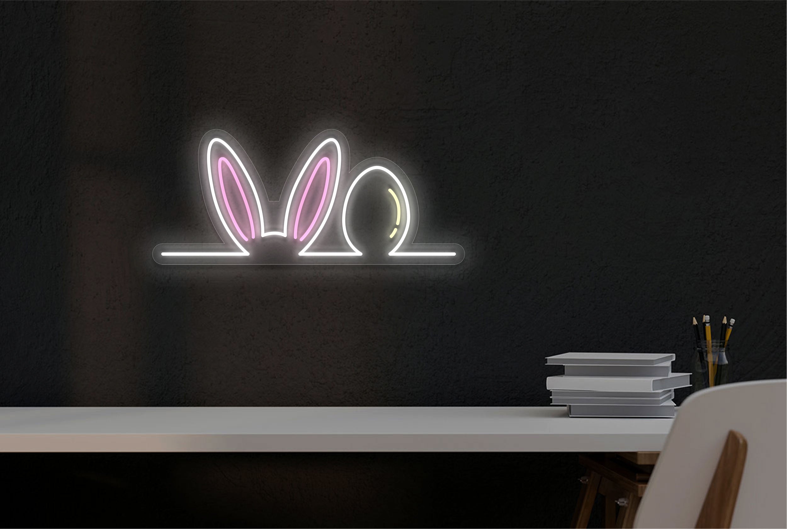 Bunny Ears with Egg LED Neon Sign