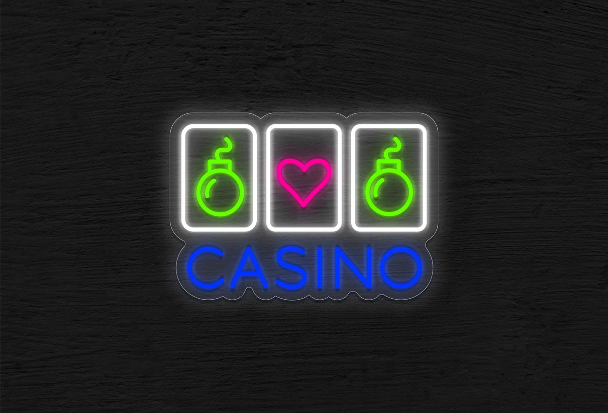 Casino with Shape Cards LED Neon Sign