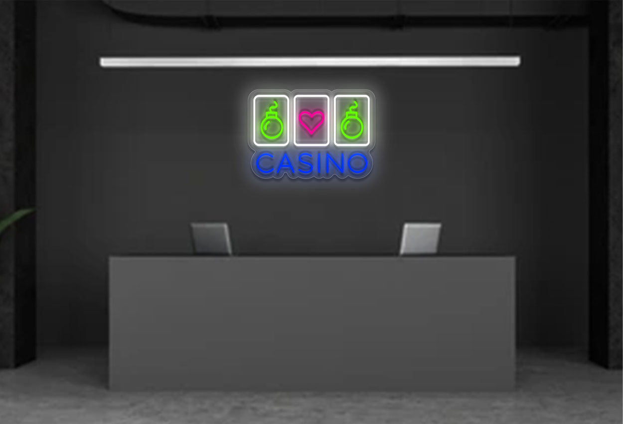 Casino with Shape Cards LED Neon Sign