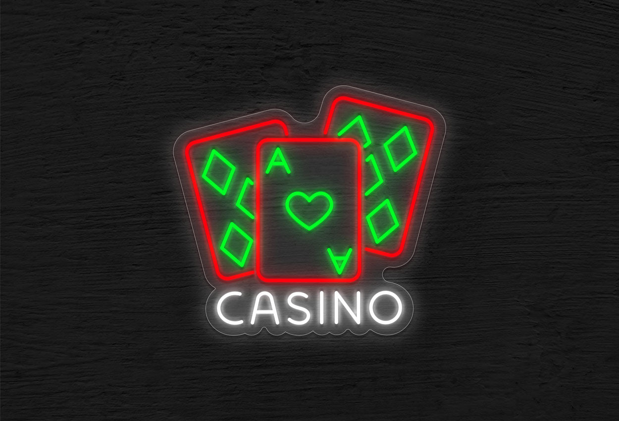 Casino with 3 Cards LED Neon Sign