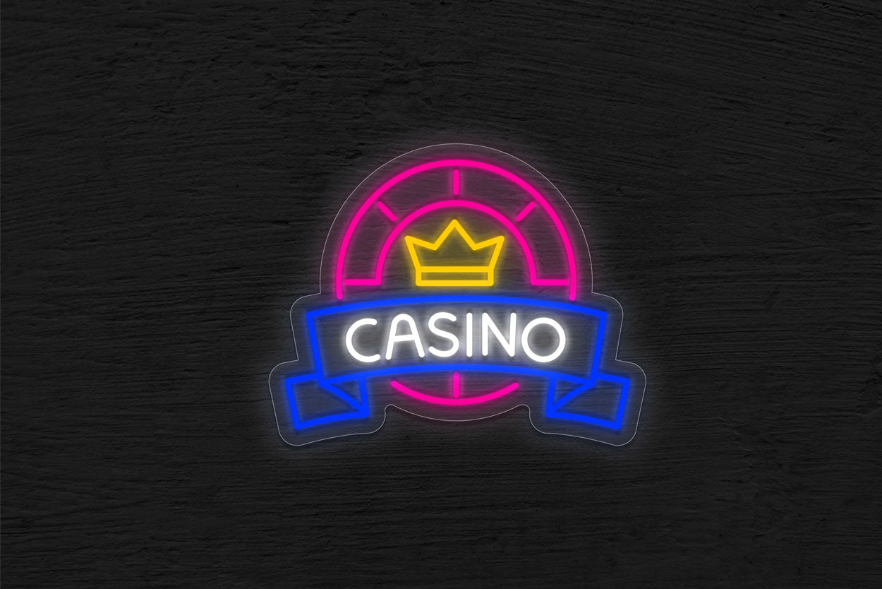 Casino with Chip Border LED Neon Sign