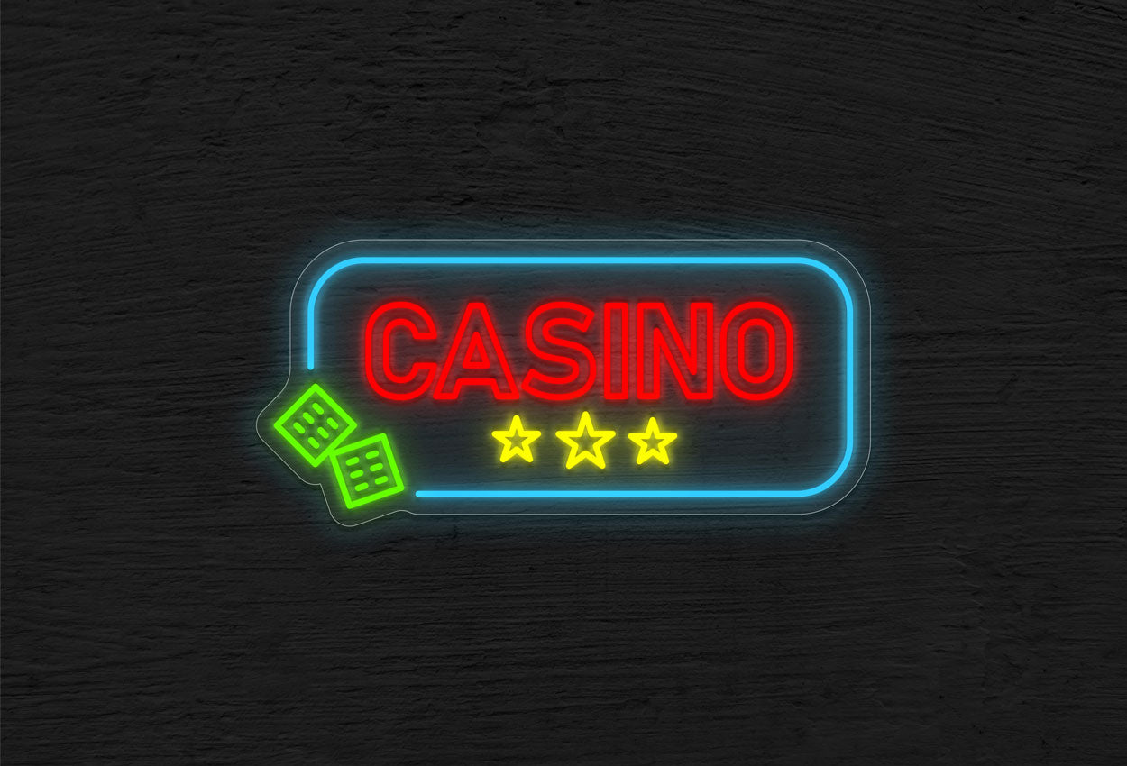 Casino with Stars, Dice and Border LED Neon Sign