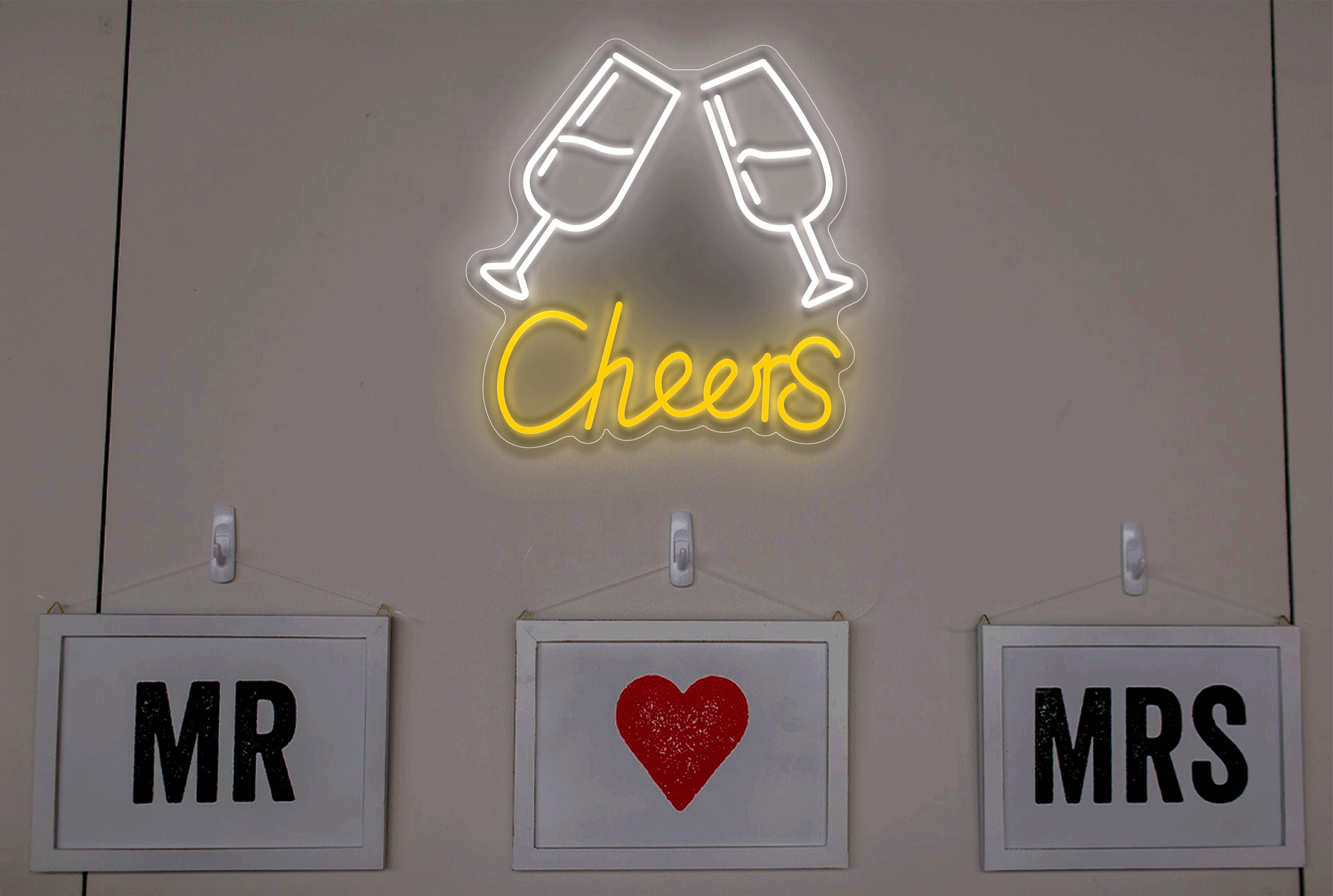"Cheers" with 2 Glasses LED Neon Sign