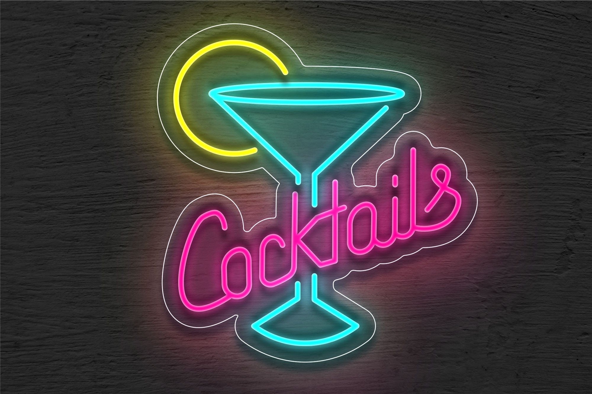 "Cocktails" with Martini Glass LED Neon Sign