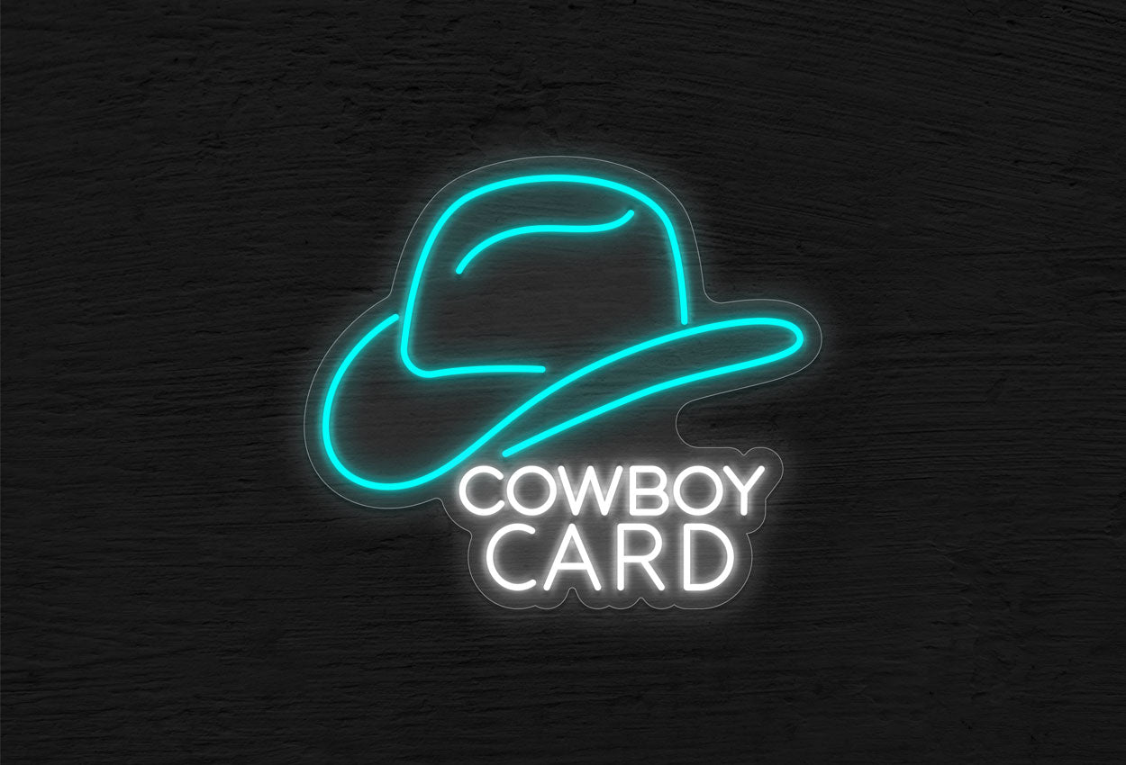 Cowboy Card with Hat Logo LED Neon Sign