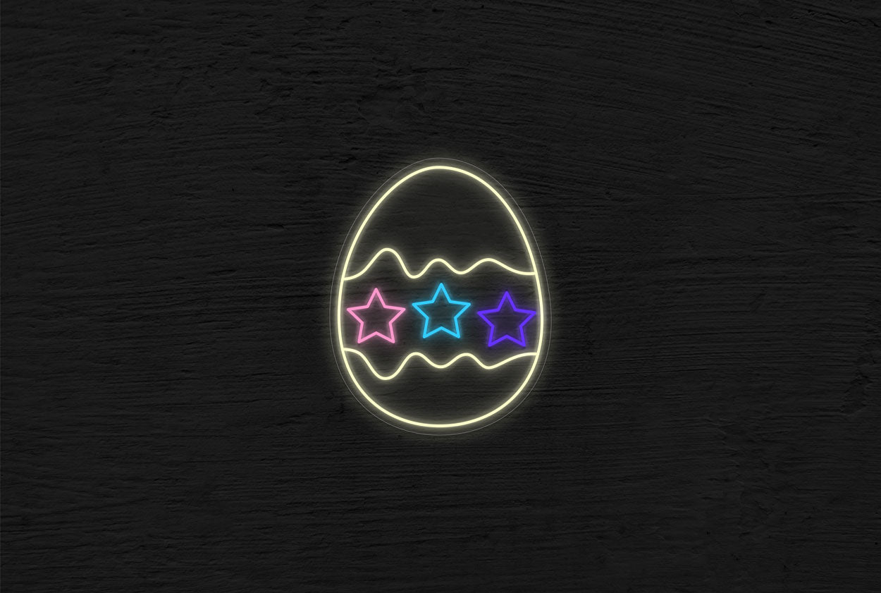 Easter Egg with 3 Stars LED Neon Sign