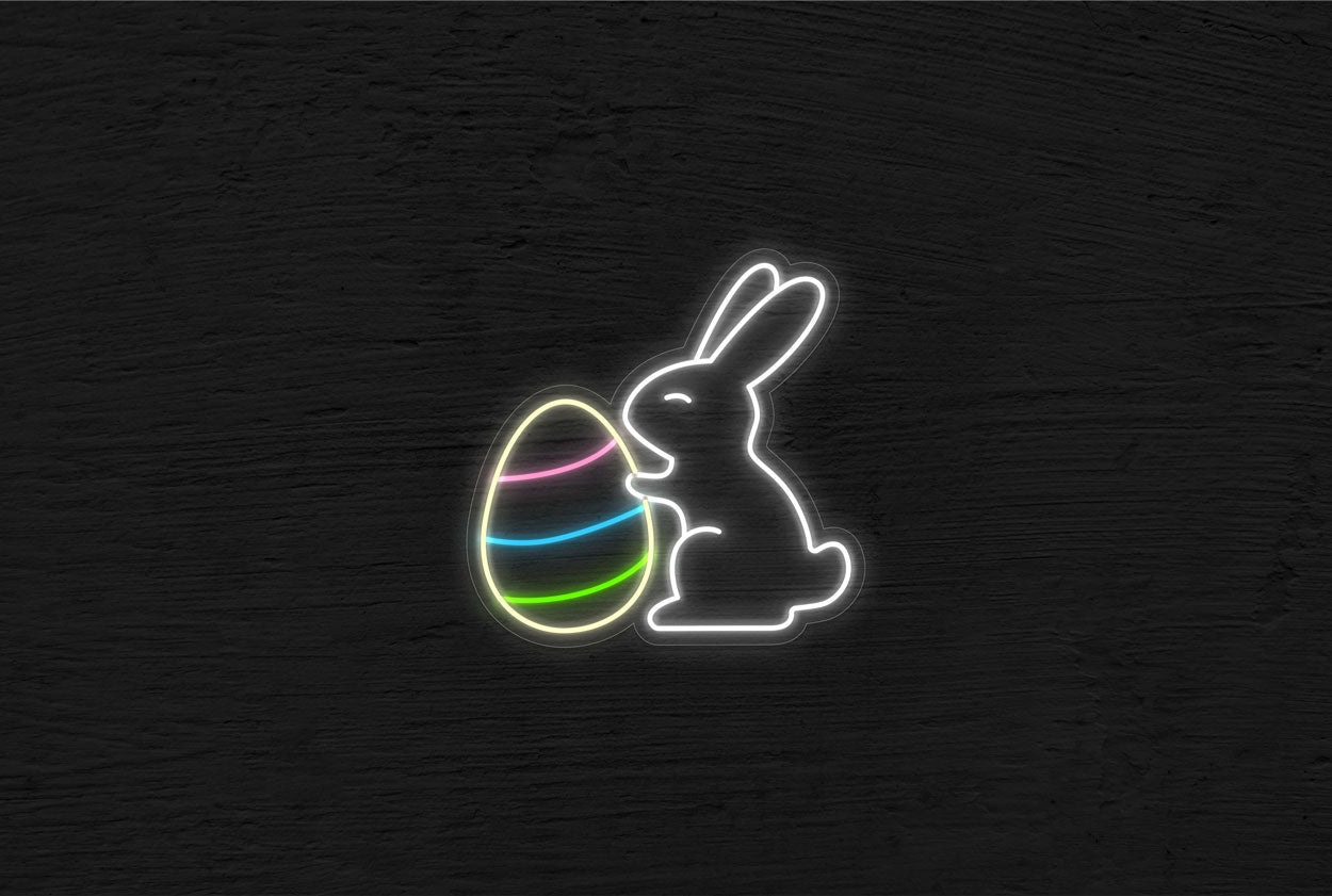 Bunny Holding an Egg LED Neon Sign