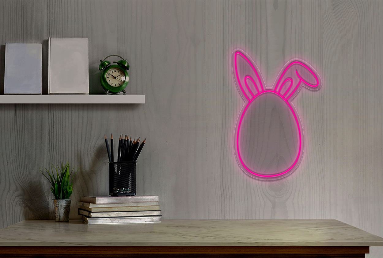 Bunny Egg Head LED Neon Sign