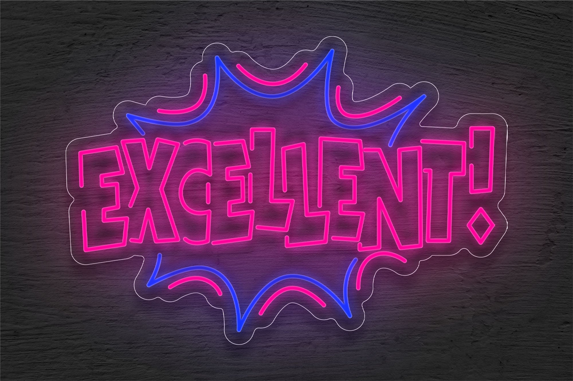 "Excellent!" with Border LED Neon Sign