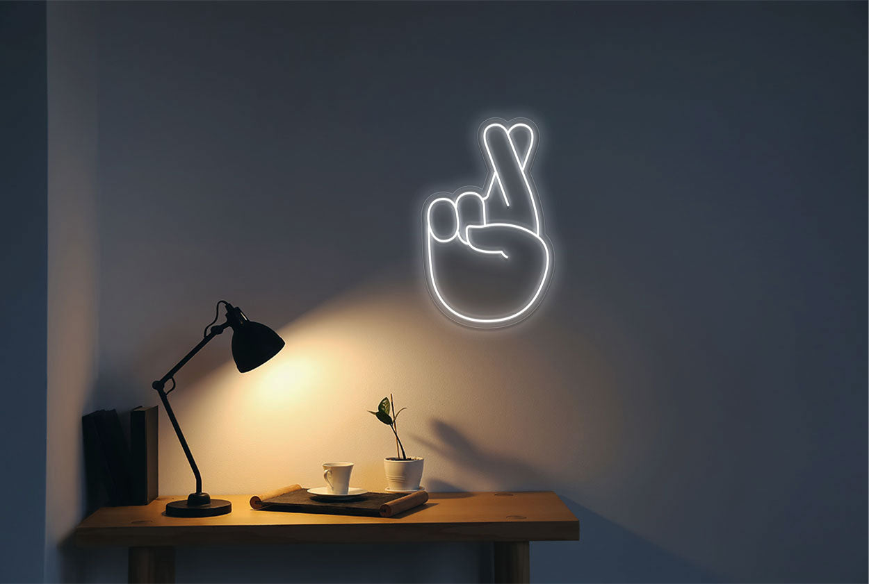 Finger-crossed-Hand-Emoji LED Neon Sign