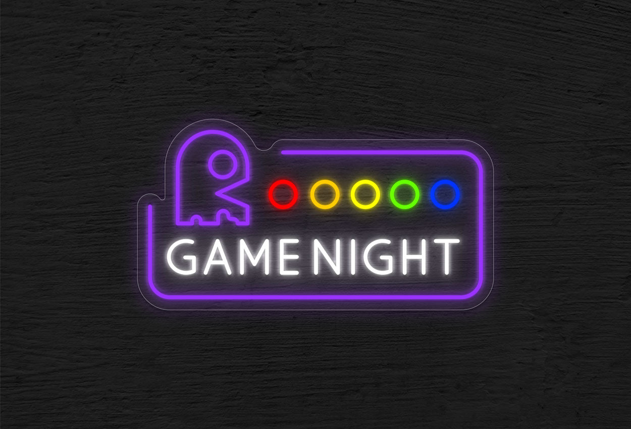 Game Night with Pacman Border LED Neon Sign