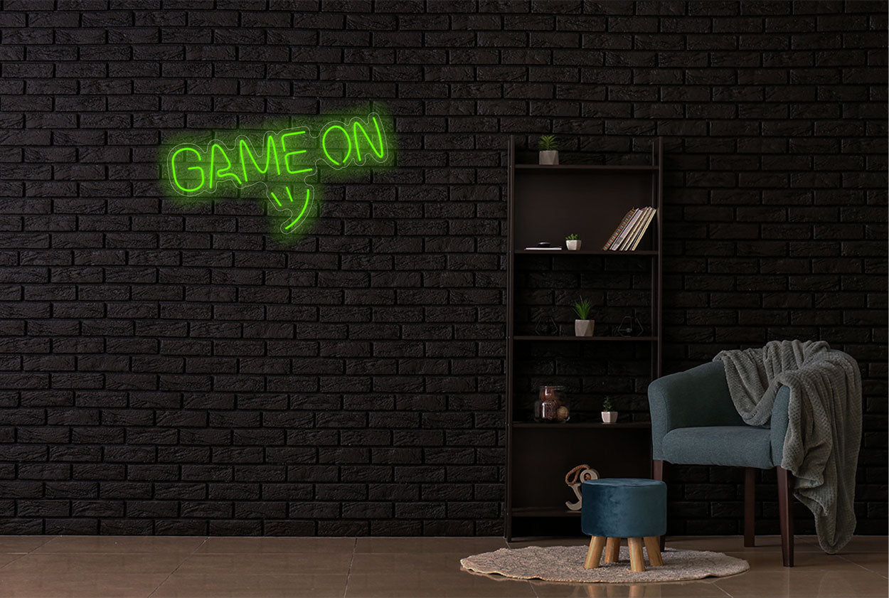 "Game On" with Smiley LED Neon Sign