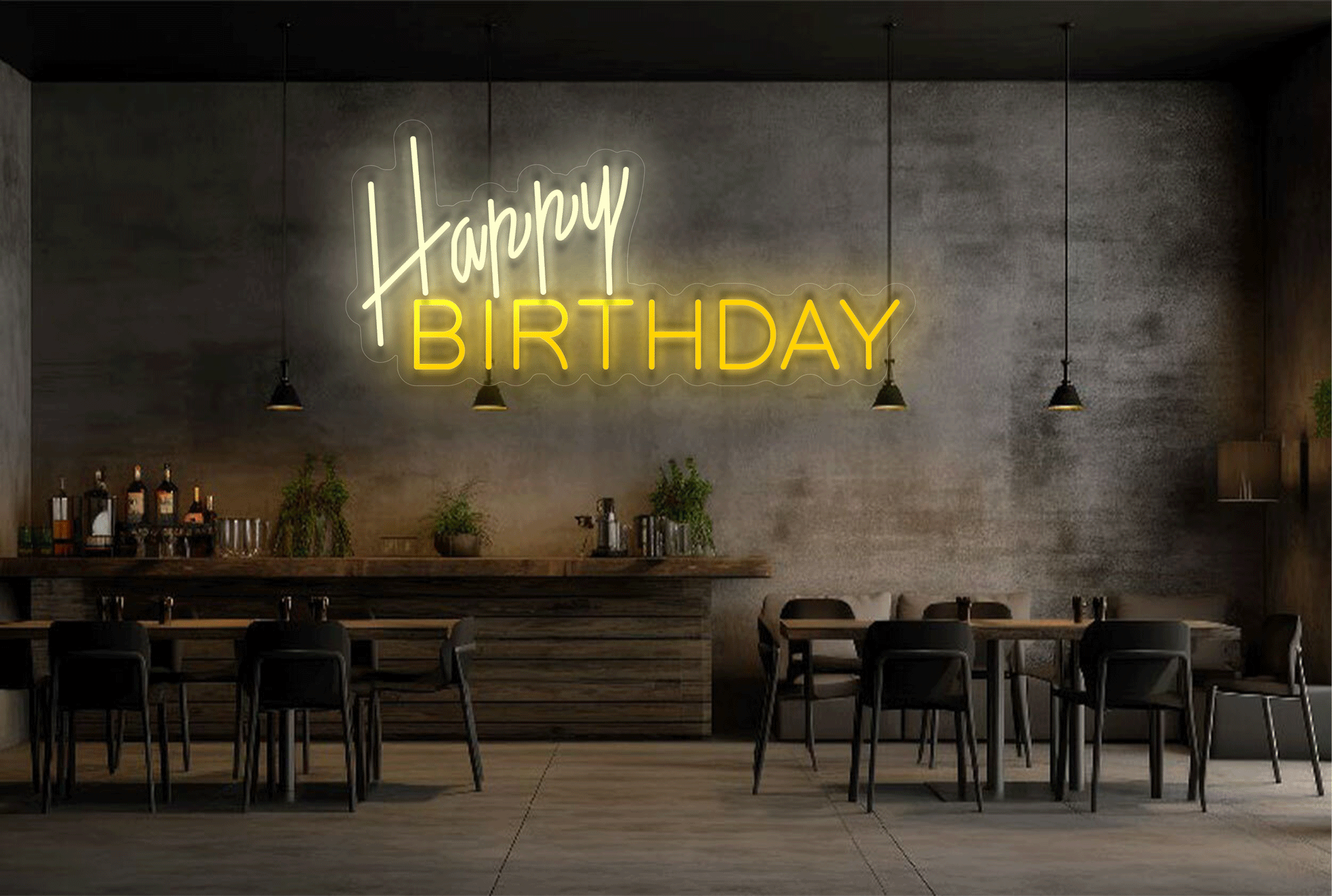 "Happy Birthday" in 2 Color LED Neon Sign