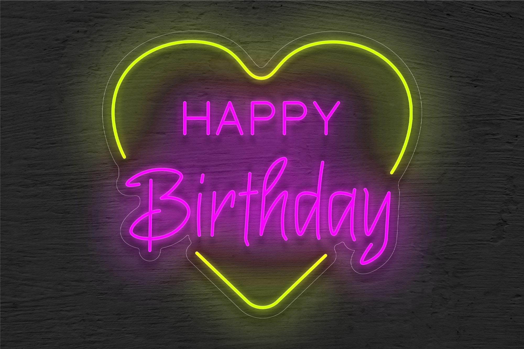 "Happy Birthday" in Heart Border LED Neon Sign