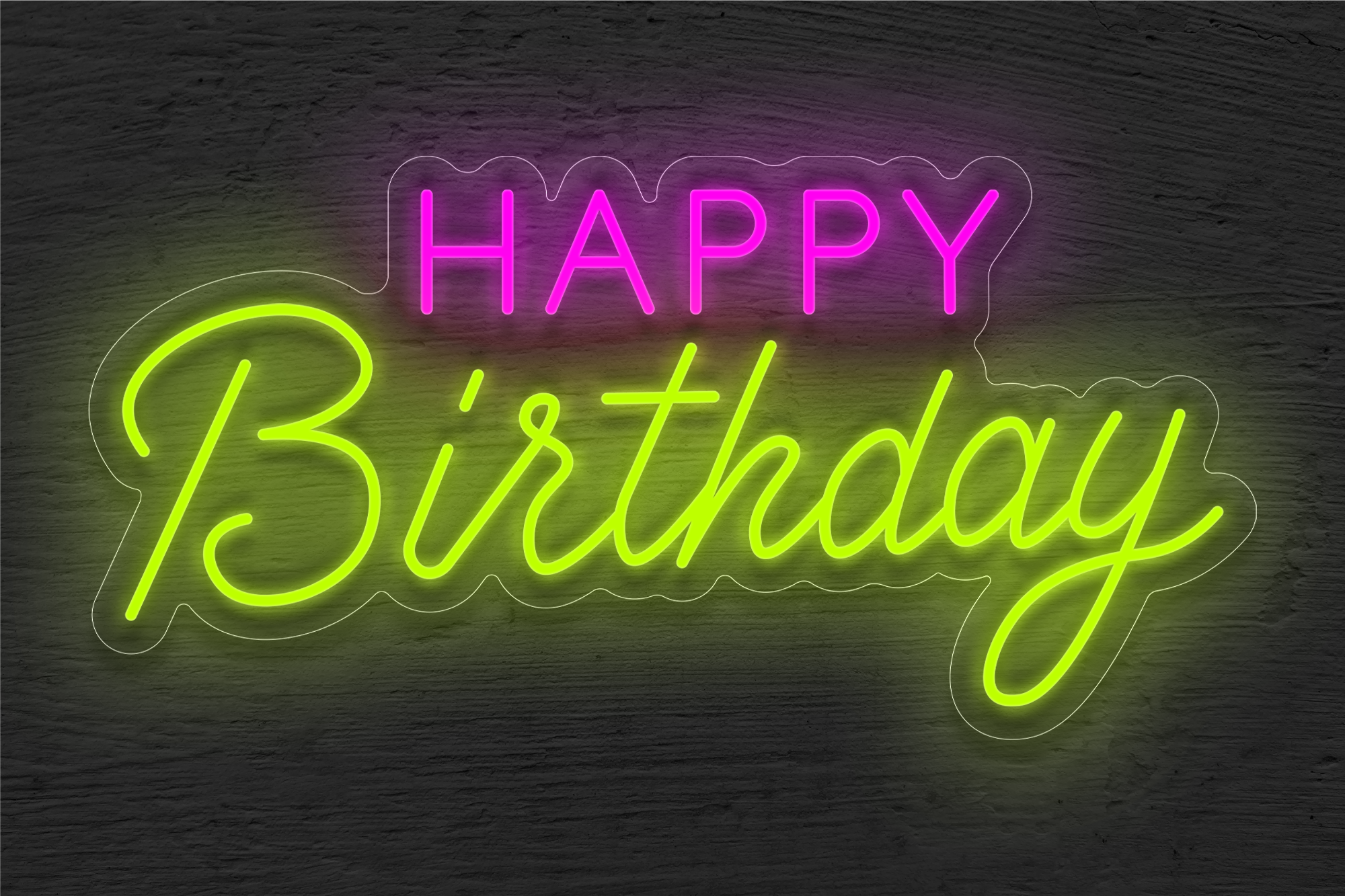 "Happy Birthday" in 2 Tone LED Neon Sign