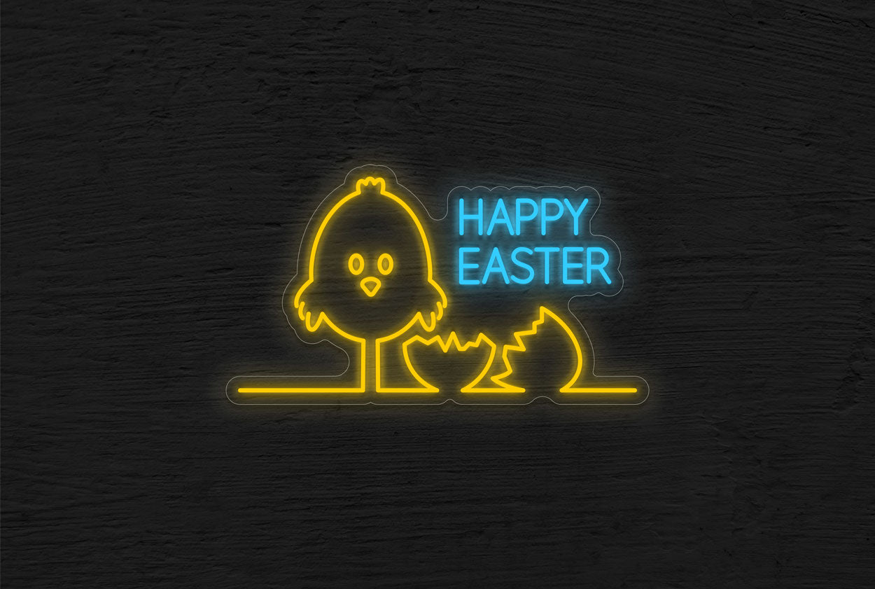 "Happy Easter" with Chicken and Cracked Egg LED Neon Sign