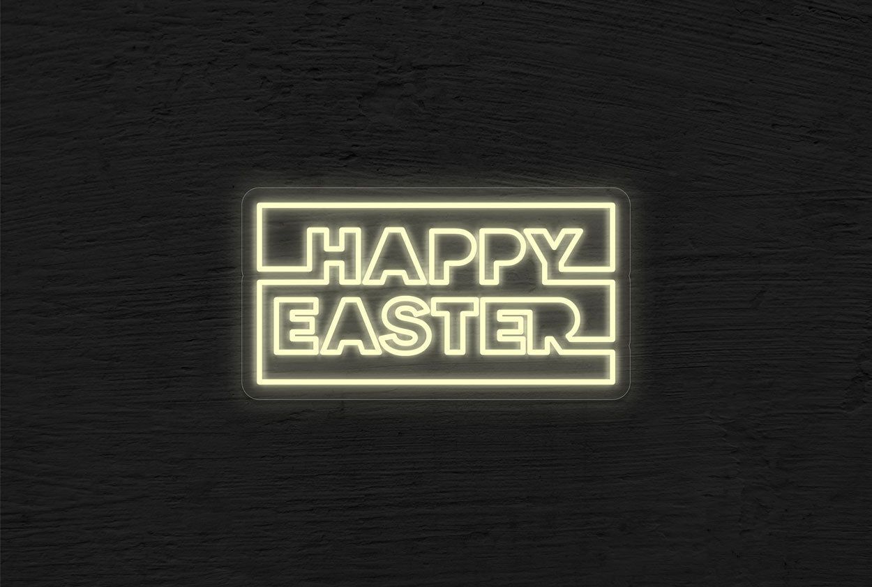 "Happy Easter" with Box Border LED Neon Sign