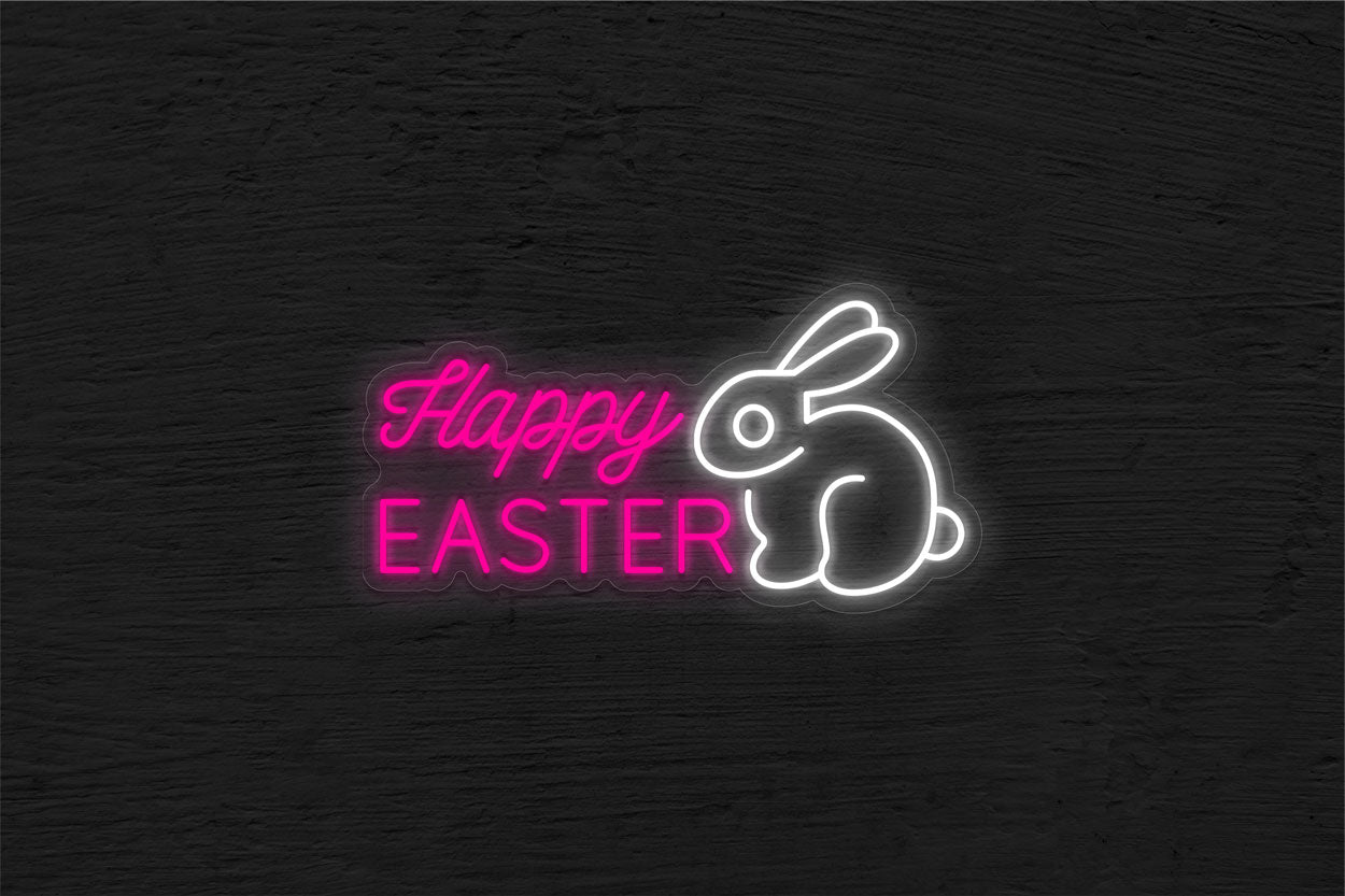 "Happy Easter" with Rabbit LED Neon Sign