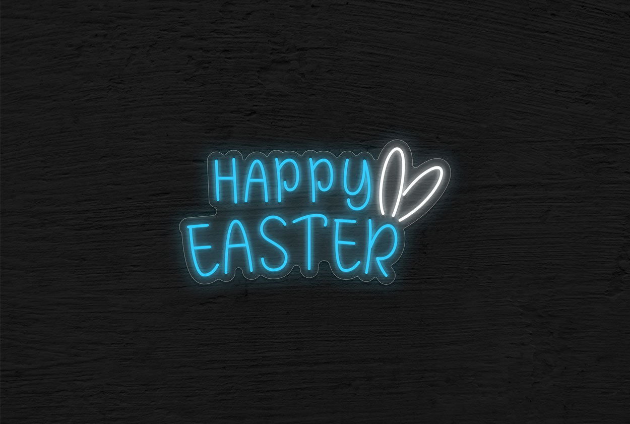 "Happy Easter" with Bunny Ears LED Neon Sign