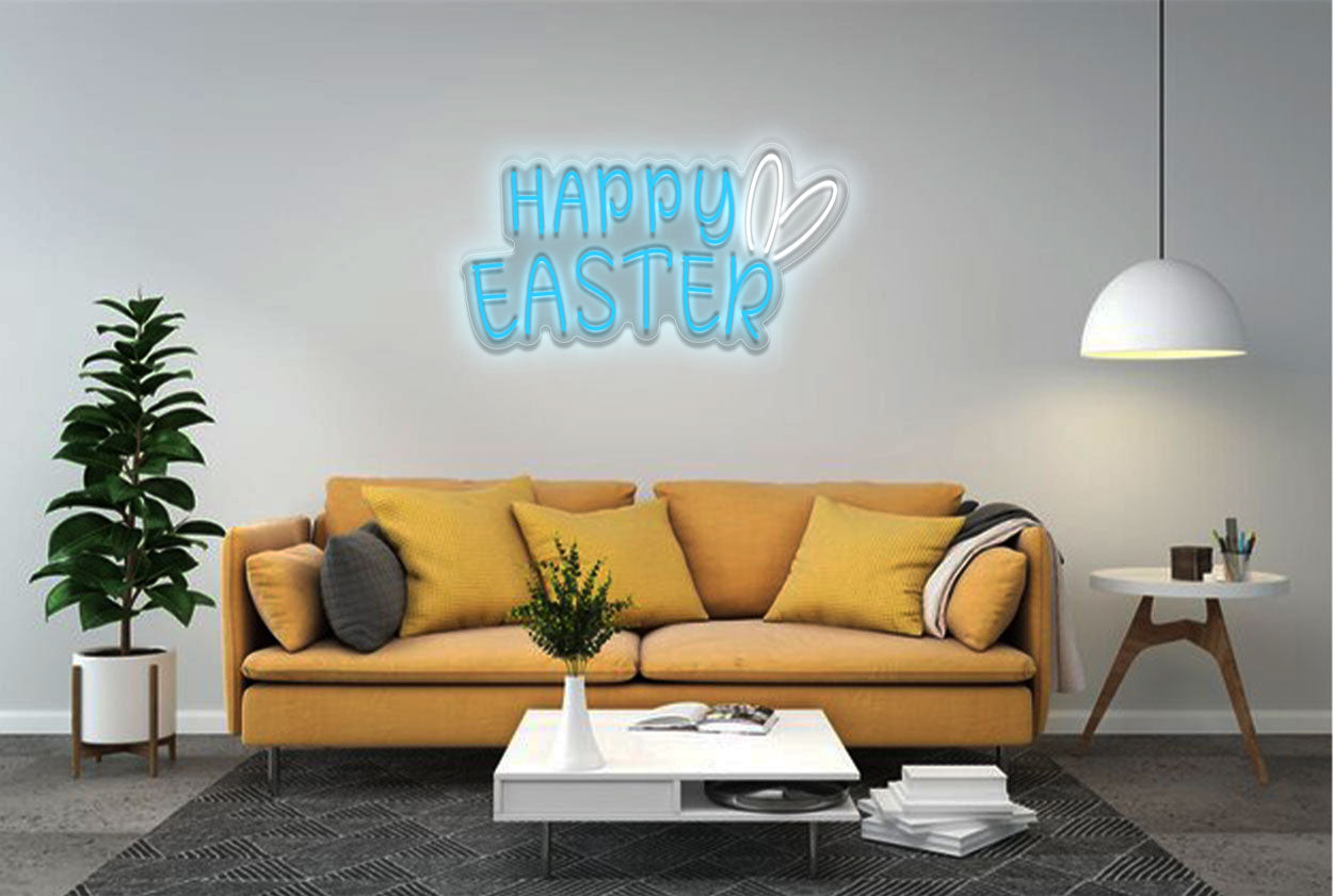 "Happy Easter" with Bunny Ears LED Neon Sign