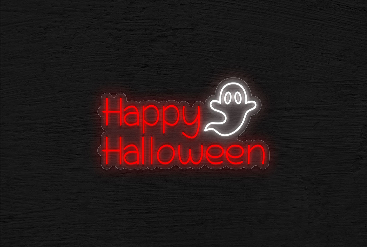 Happy Halloween with Ghost LED Neon Sign