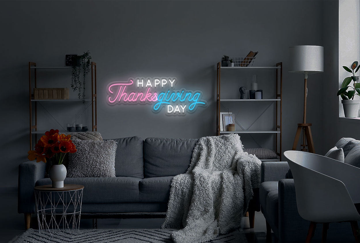 "Happy Thanks Giving Day" LED Neon Sign