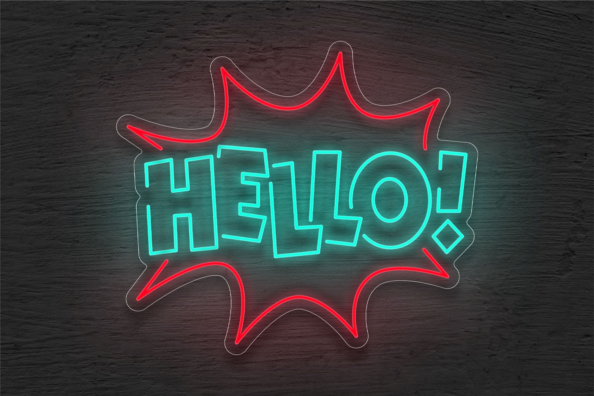 "Hello!" with Callout Border LED Neon Sign