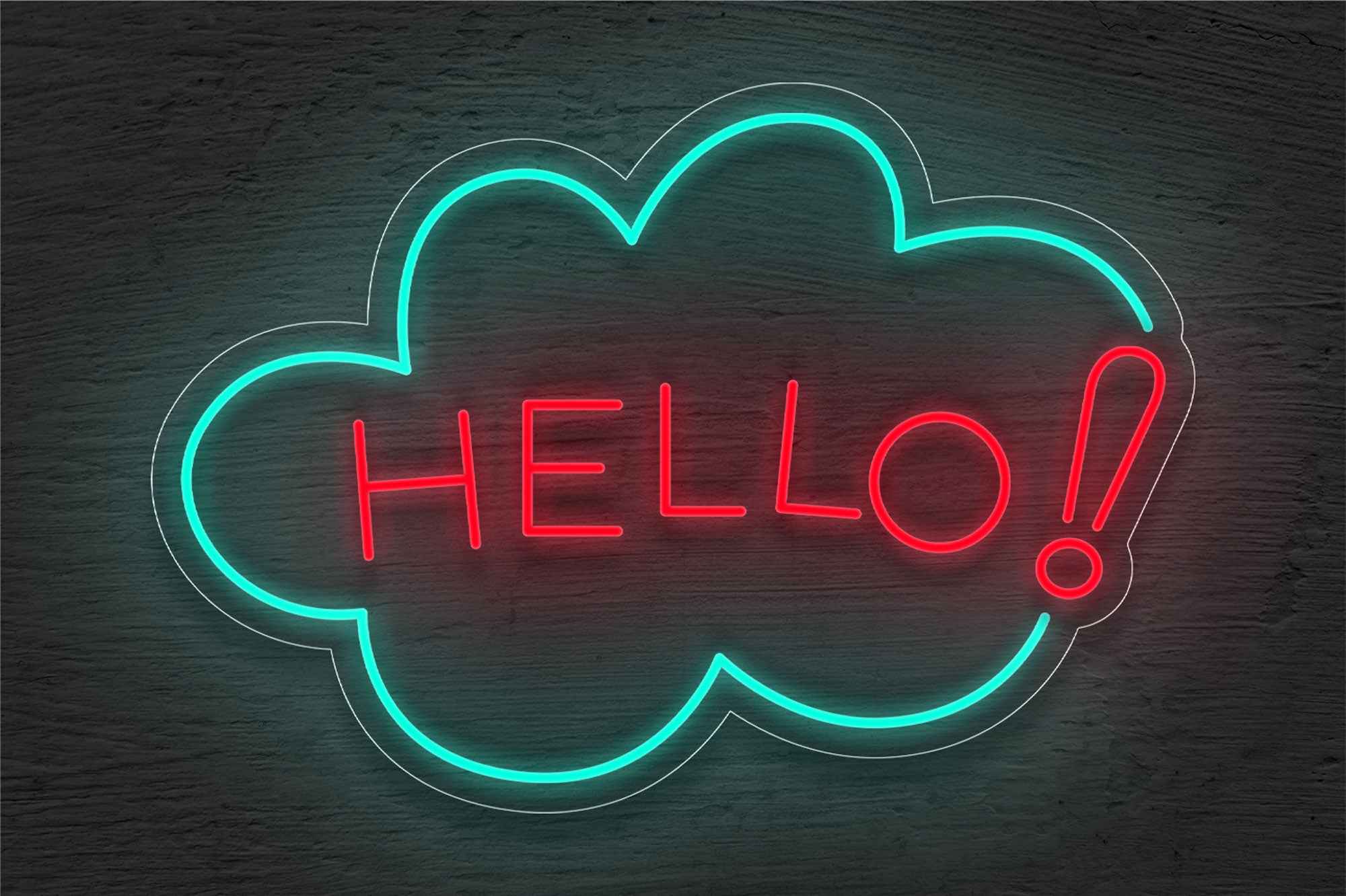 "Hello!" with Cloud Border LED Neon Sign