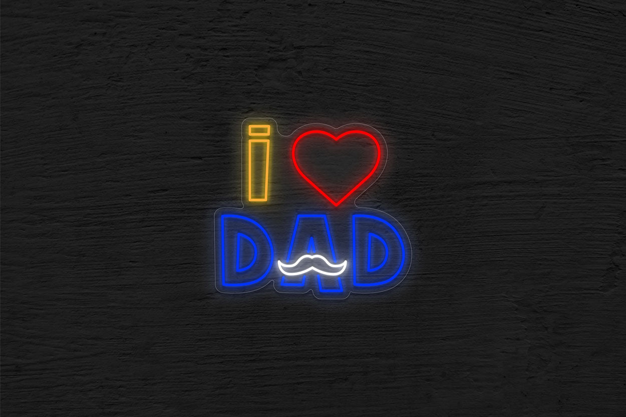 "I Love Dad" with a Heart LED Neon Sign