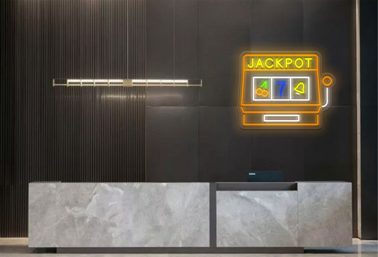 Jackpot with Slot Machine LED Neon Sign